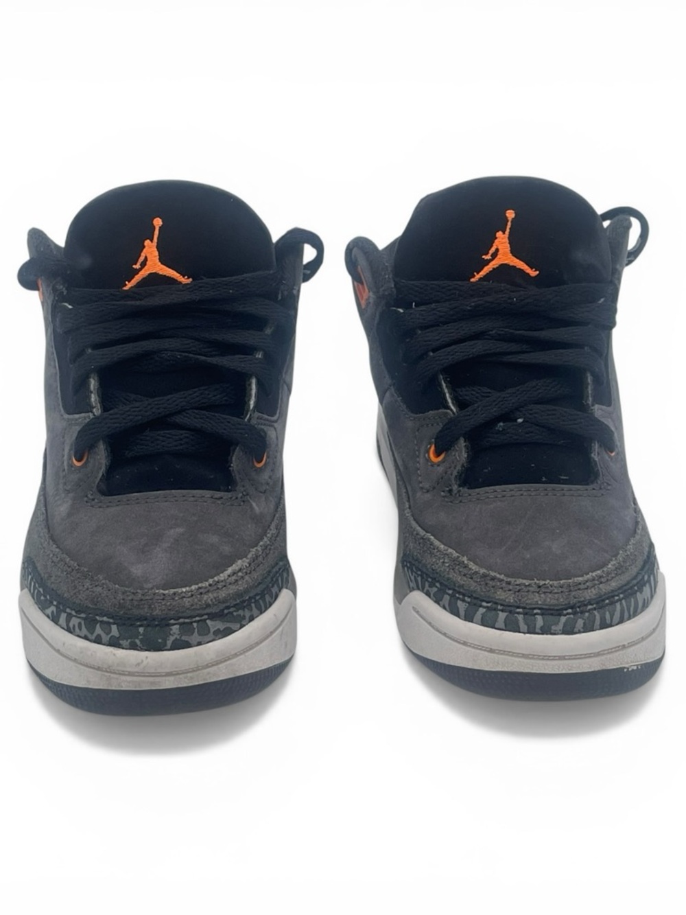 Nike Air Jordan 3 Retro Kids 11C Black Orange Cement Sneakers